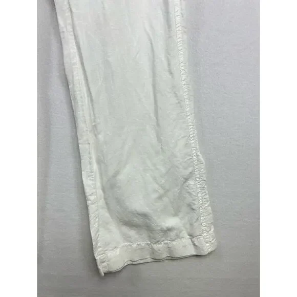 Woman's Willi Smith White Wide Leg Linen Blend Pants - Size 8 Beachy Resort - Picture 3 of 15